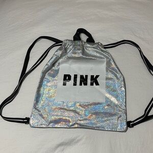 PINK Victoria's Secret Holographic Silver Backpack